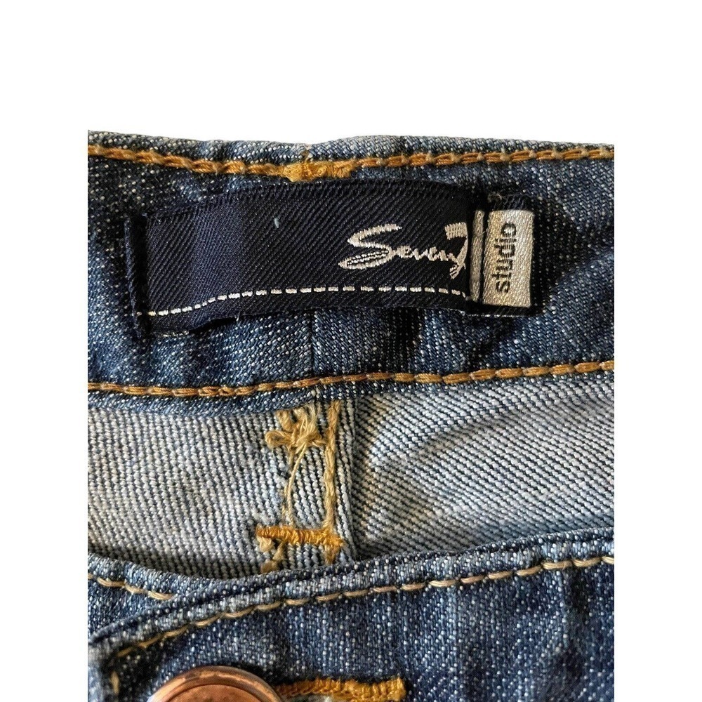 Seven7 Jeans Women's Size 32 Studio Flare Leg Mid Rise Stretch Blue Denim - Picture 8 of 10